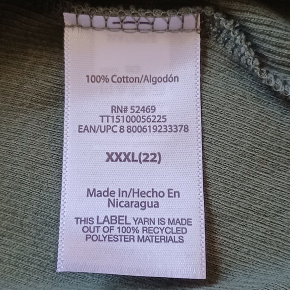 Time and Tru Women's Olive Green T-Shirt 3X (22) 100% Cotton Momcore Earthy Soft - Picture 4 of 6